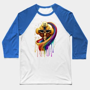 Contemporary Artistic Design of Crucified Figure Baseball T-Shirt